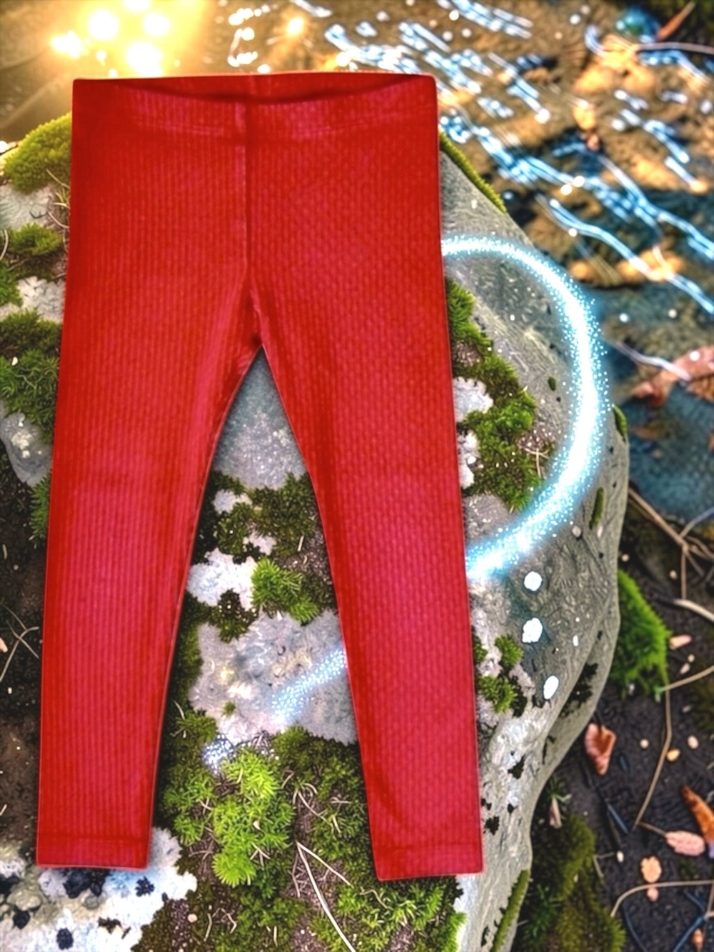 Tea Collection Girls Warm Red Ribbed Leggings • Size 5 • Like New